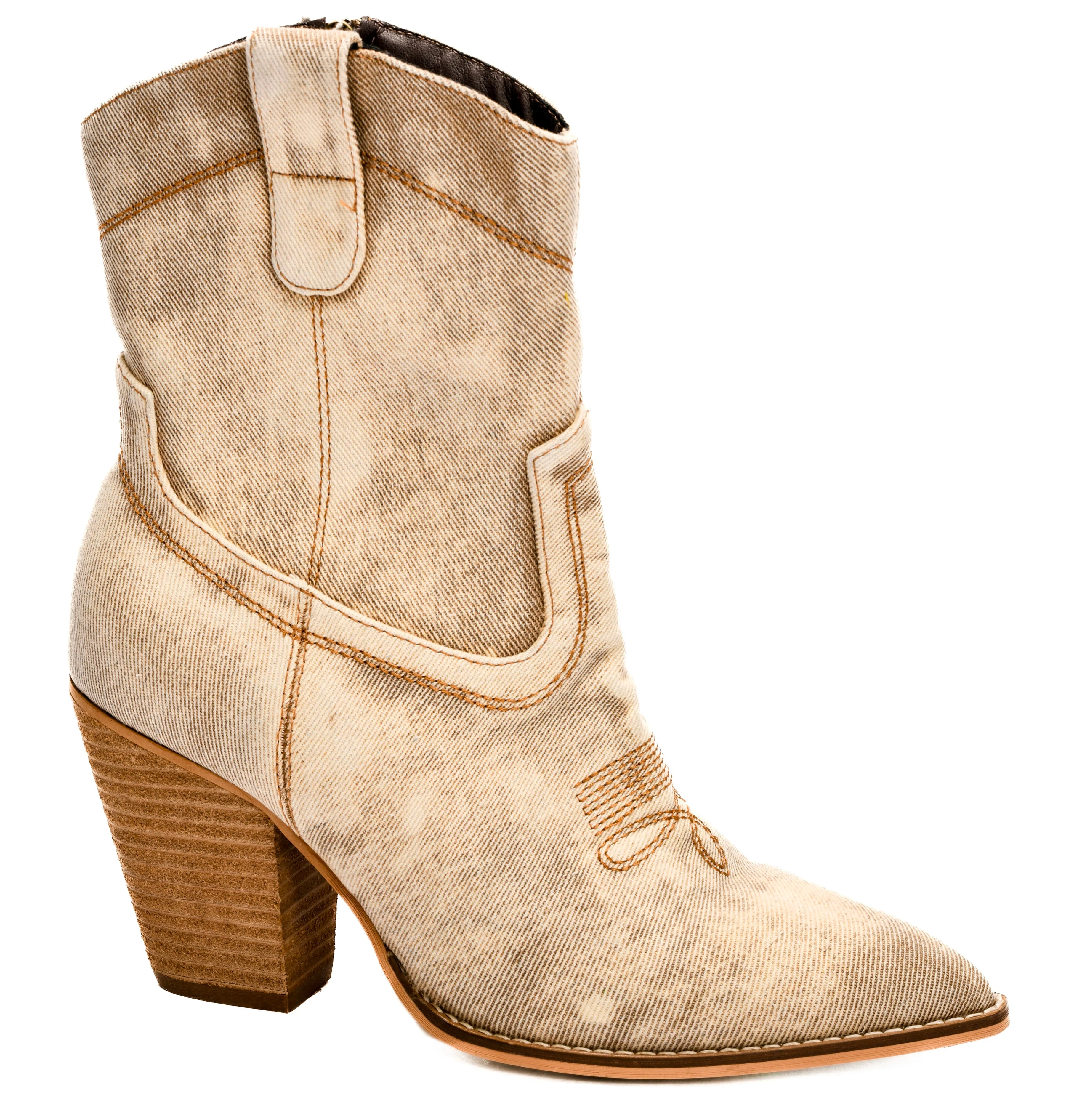 Friends In Low Places Western Boot 鈥?Washed Beige Denim